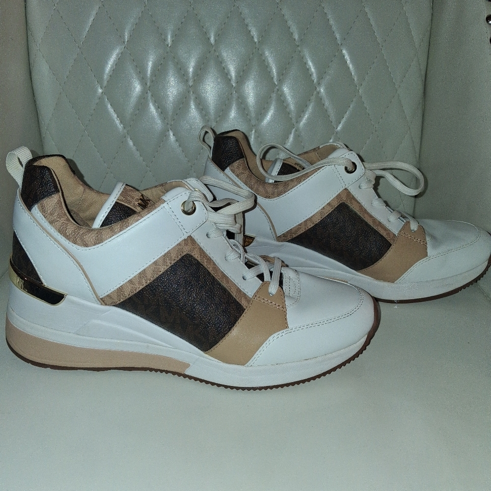 Michael Kors White and Tan Sneakers